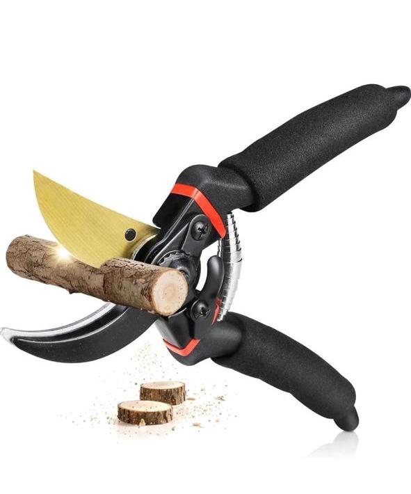 JD FRESH 8 Inch Heavy Duty Gardening Scissor/Plant Cutter for Garden/Pruners for Plants/Branch Cutter for Plants/Flower Cutter/Secateurs/Pruning Shears (Titanium Blade, Black)